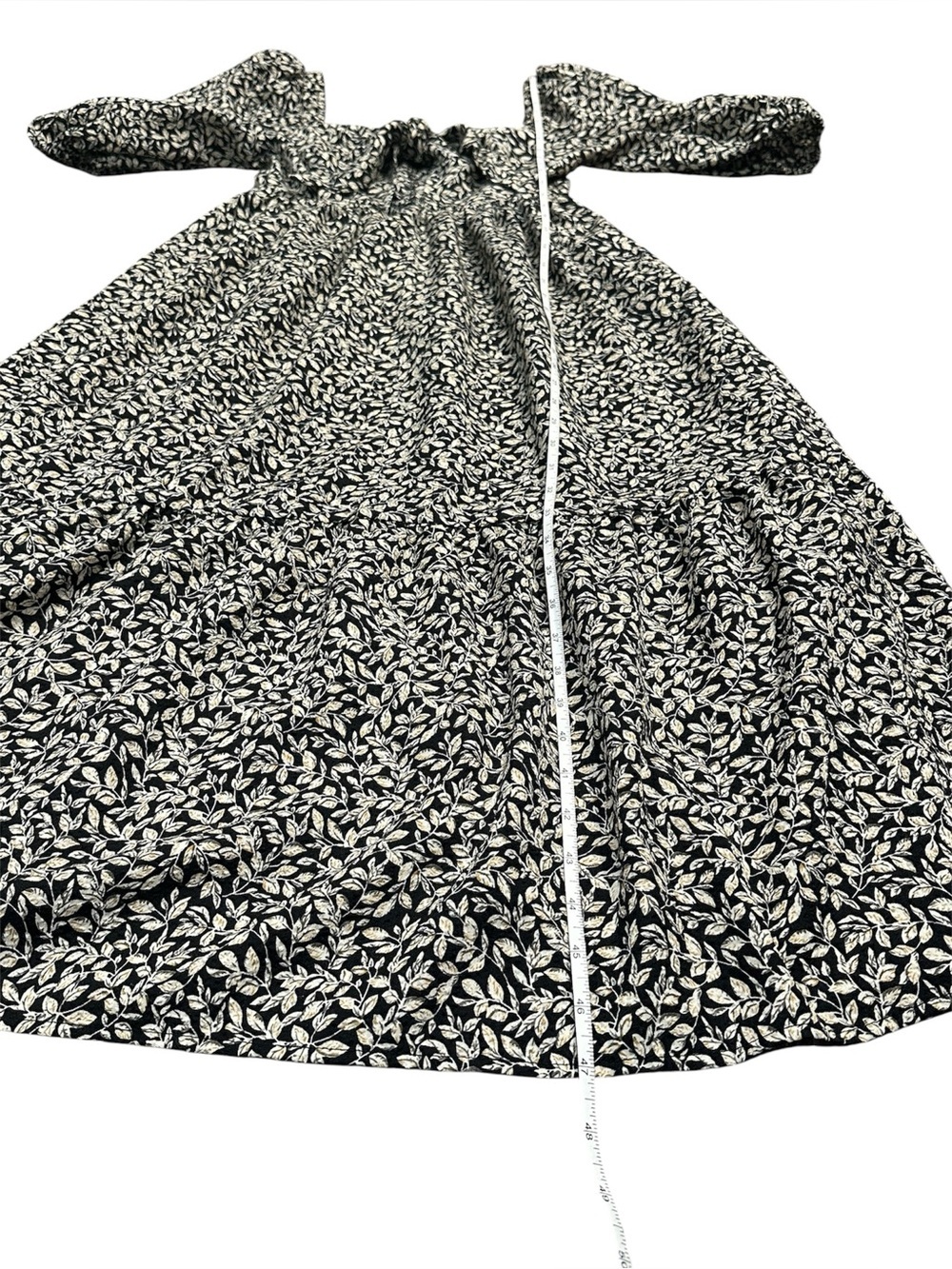 Midi Dress AQUA Black Floral Leaf Flowy XS Bloomingdale’s - Picture 13 of 14